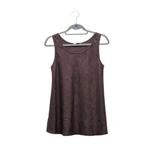 Chalet Tank Top Womens L Chocolate Brown Linen Sleeveless Scoop Neck Lagenlook